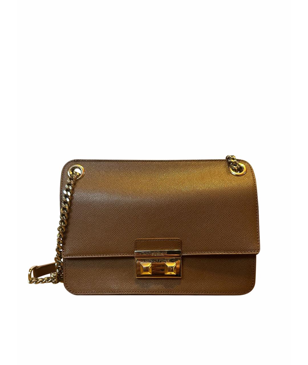 FURLA Коричневая кожаная сумка через плечо, фото 1