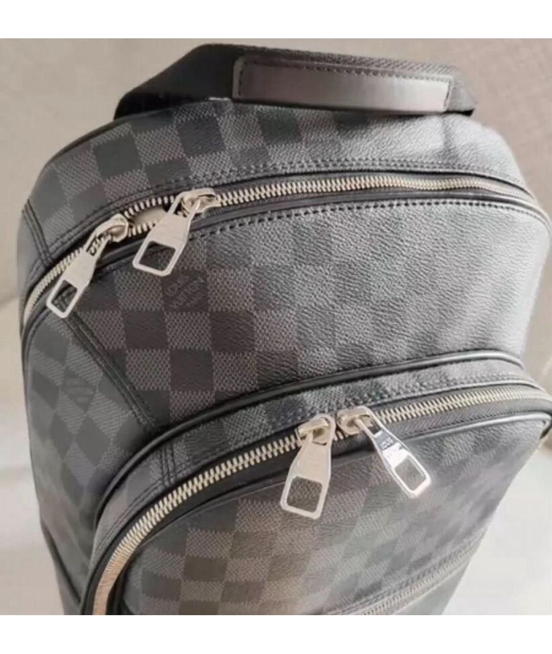 LOUIS VUITTON Антрацитовый кожаный рюкзак, фото 3