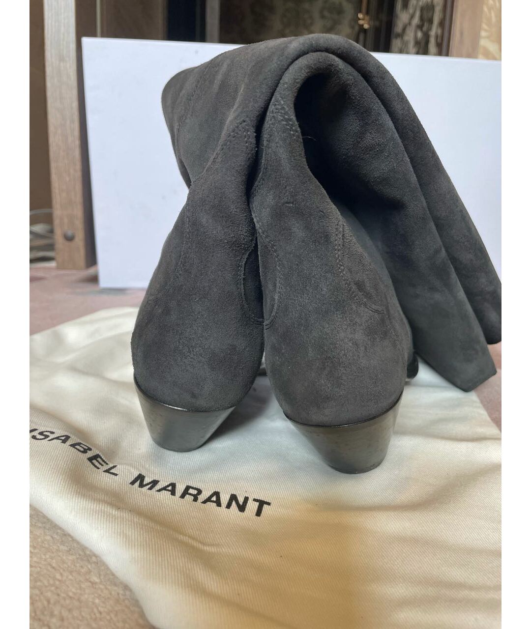 ISABEL MARANT Антрацитовые замшевые сапоги, фото 4