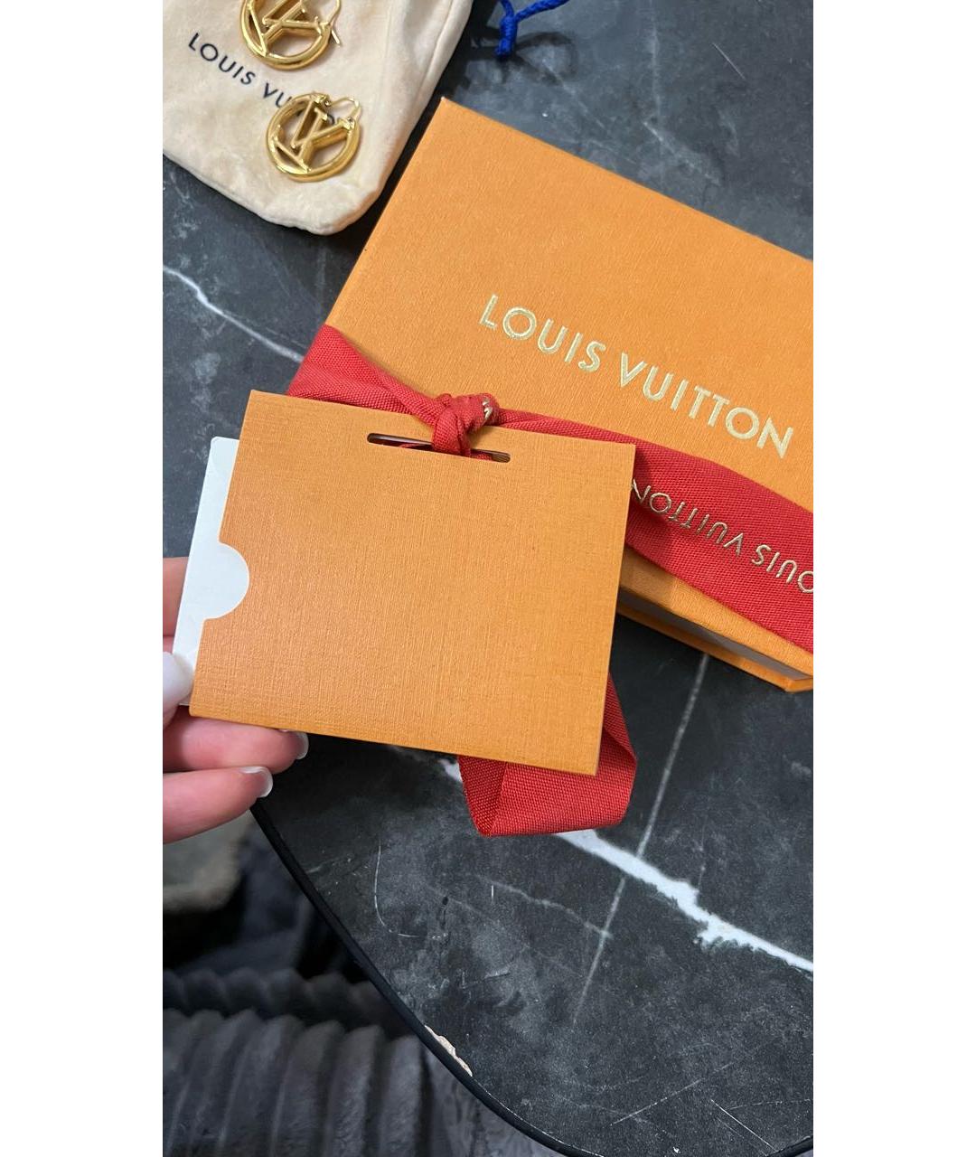 LOUIS VUITTON Золотые латунные серьги, фото 7