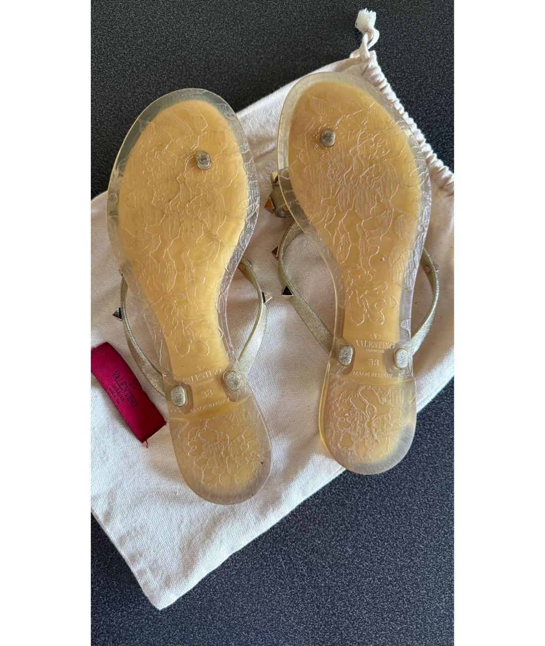 VALENTINO Золотые шлепанцы, фото 4
