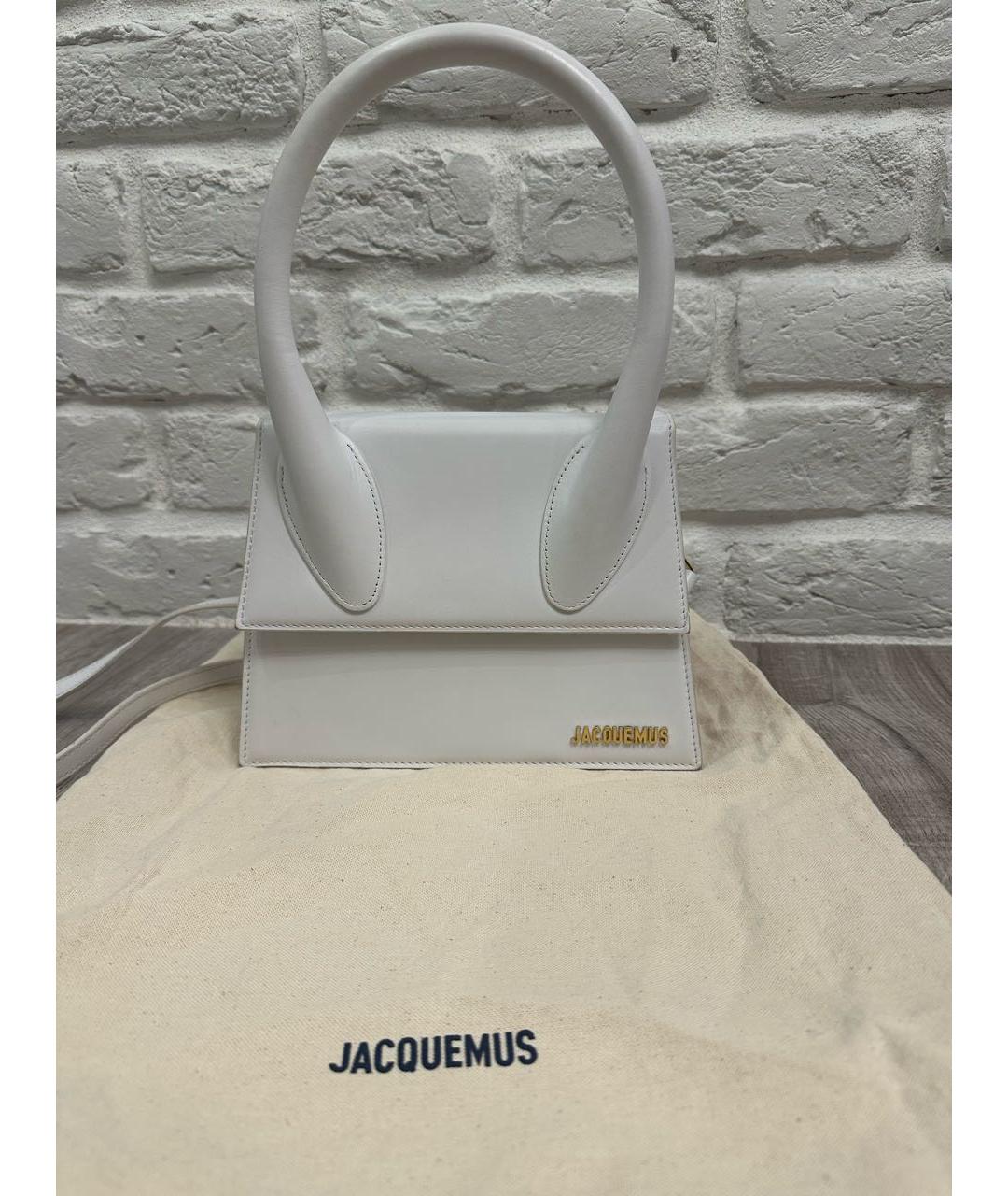 JACQUEMUS Белая кожаная сумка через плечо, фото 6