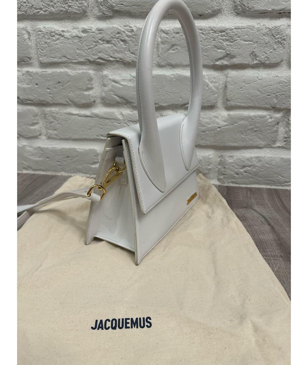 JACQUEMUS Белая кожаная сумка через плечо, фото 2