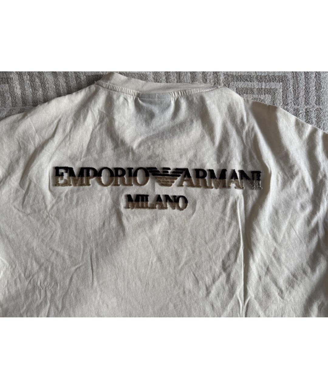 EMPORIO ARMANI Бежевая хлопковая футболка, фото 8