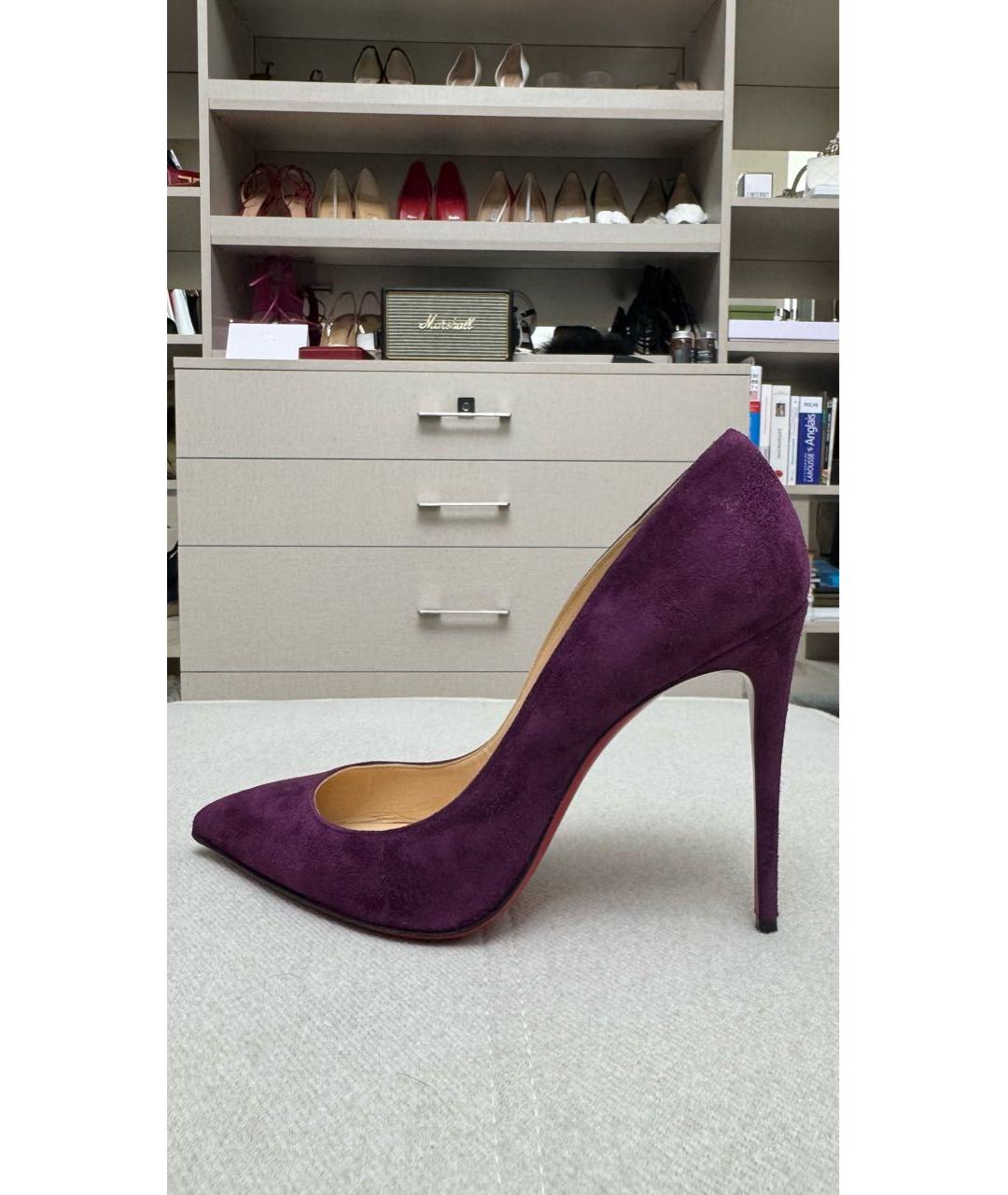 CHRISTIAN LOUBOUTIN Фиолетовые замшевые туфли, фото 4