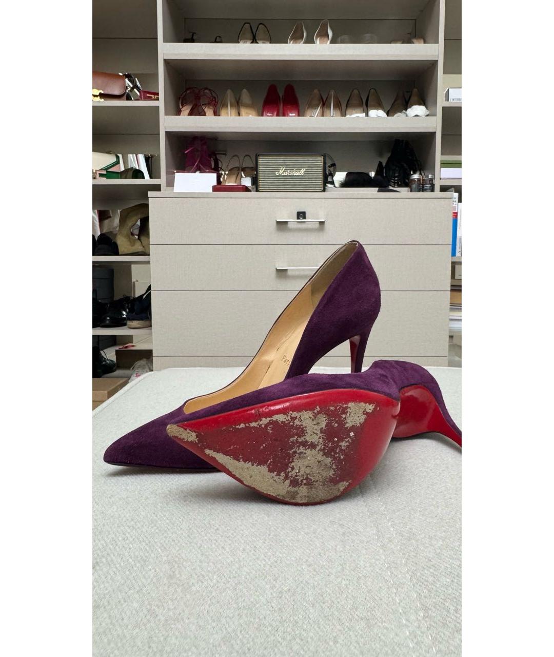CHRISTIAN LOUBOUTIN Фиолетовые замшевые туфли, фото 3