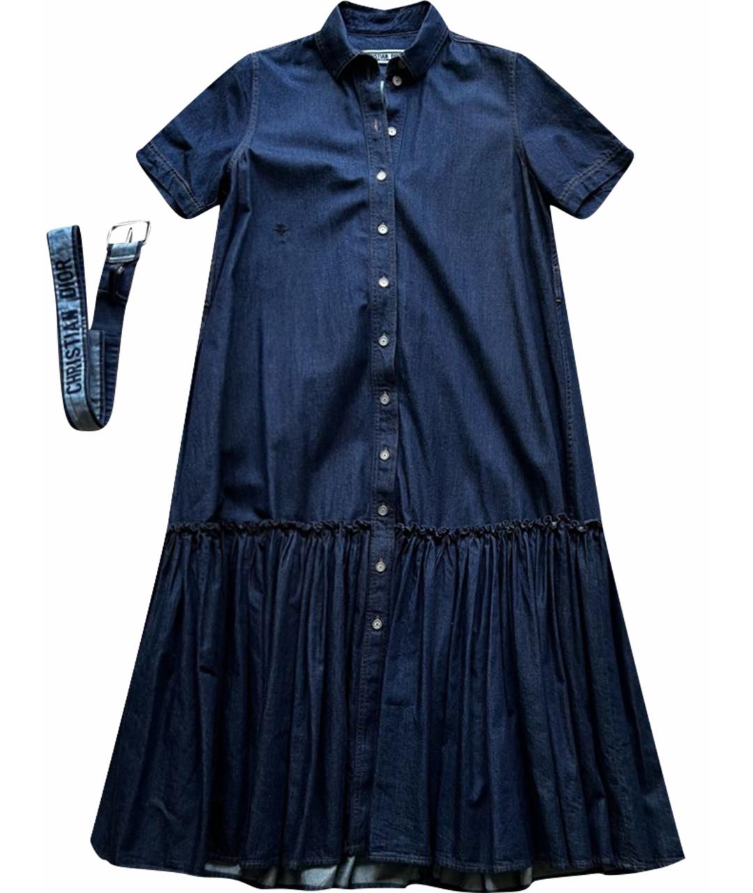 CHRISTIAN DIOR Темно-синее хлопковое повседневное платье, фото 1