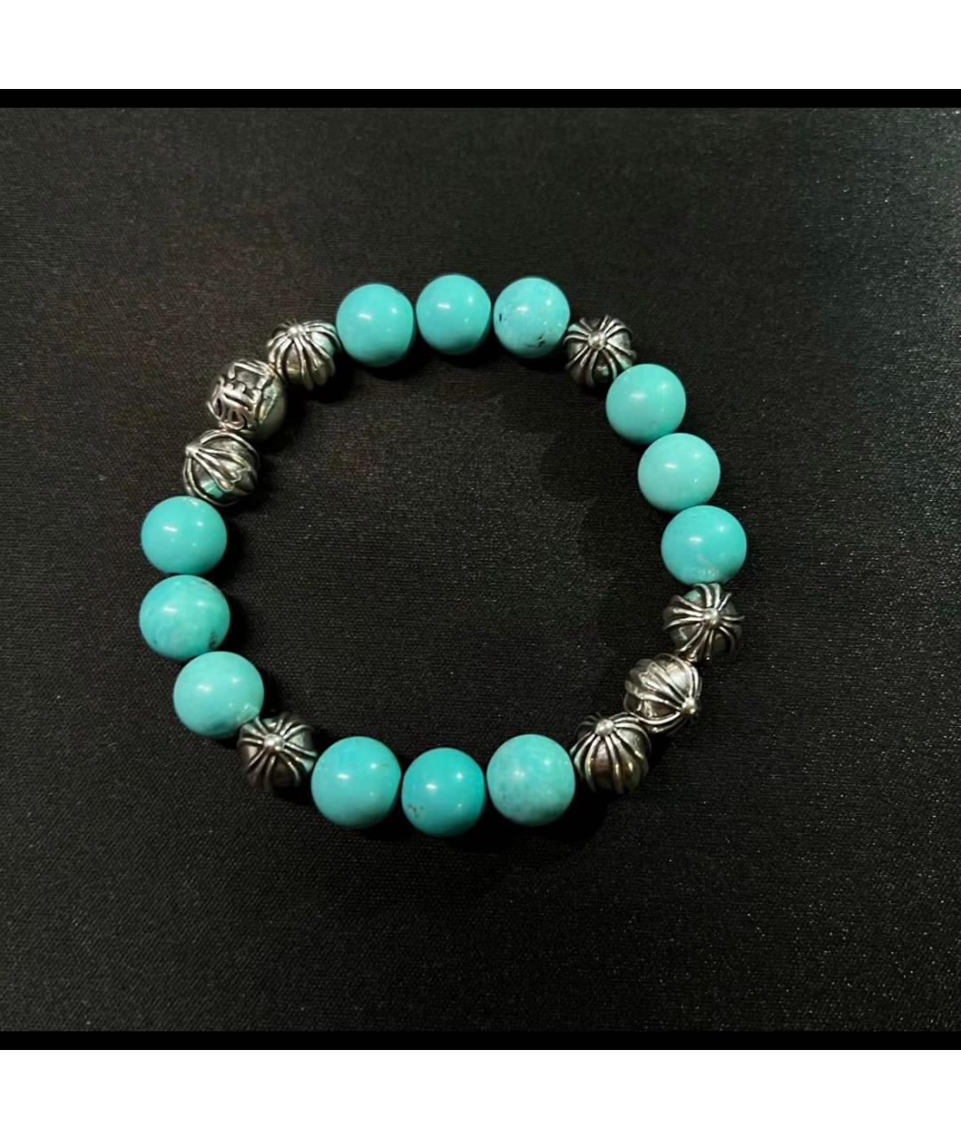 CHROME HEARTS Бирюзовый серебряный браслет, фото 4