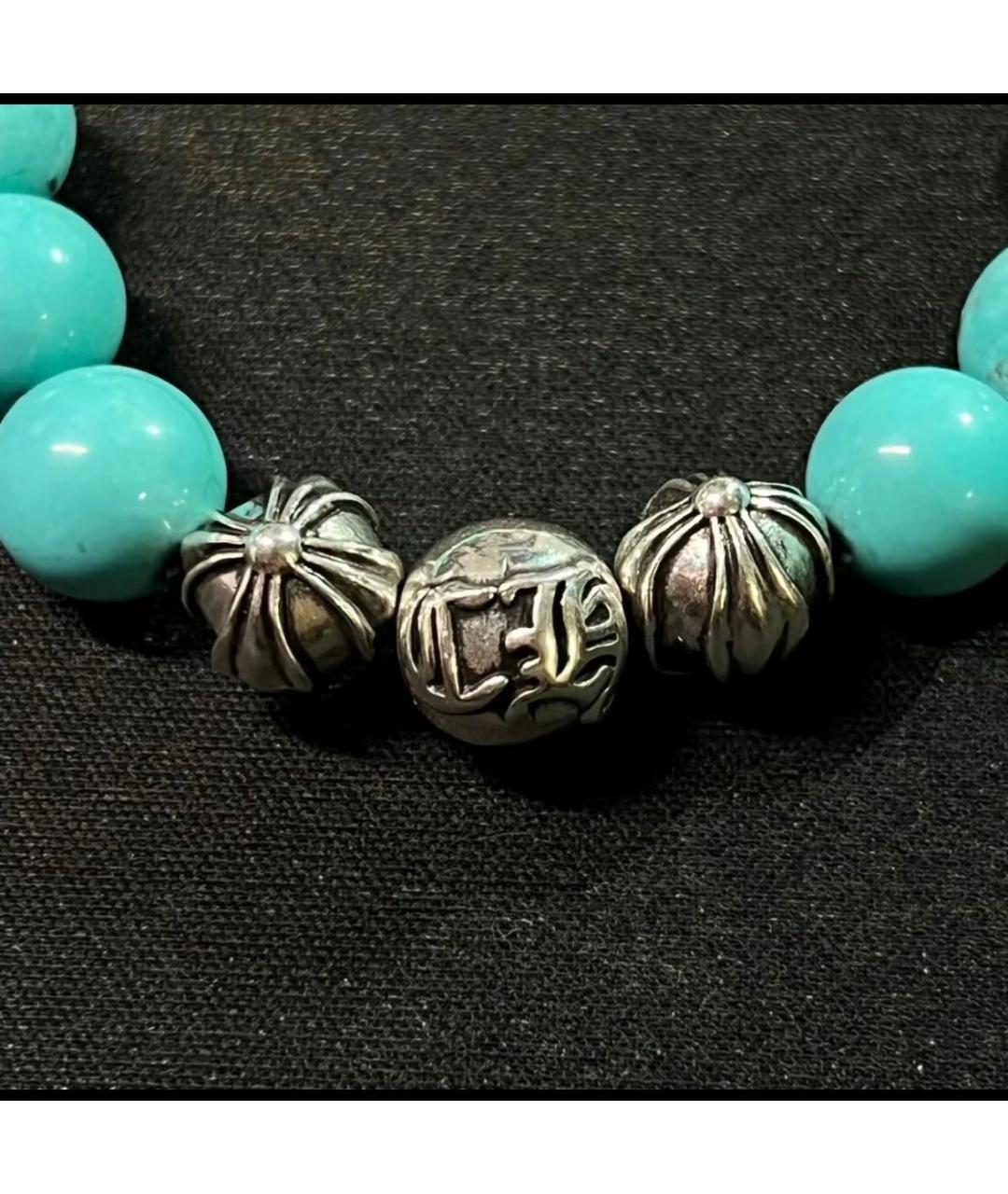 CHROME HEARTS Бирюзовый серебряный браслет, фото 7