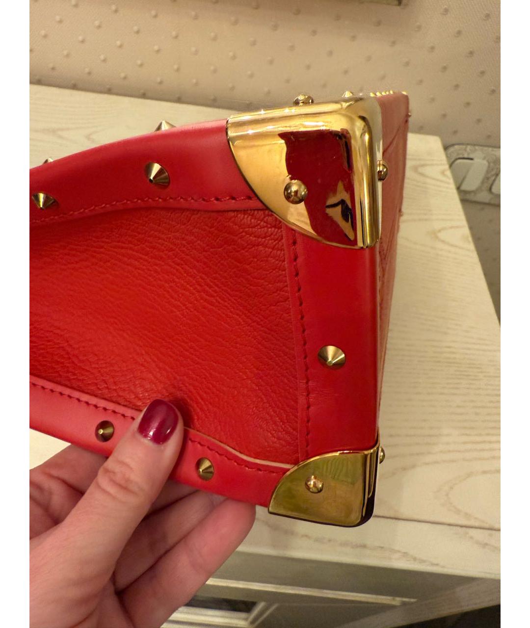 LOUIS VUITTON Красная кожаная сумка с короткими ручками, фото 8
