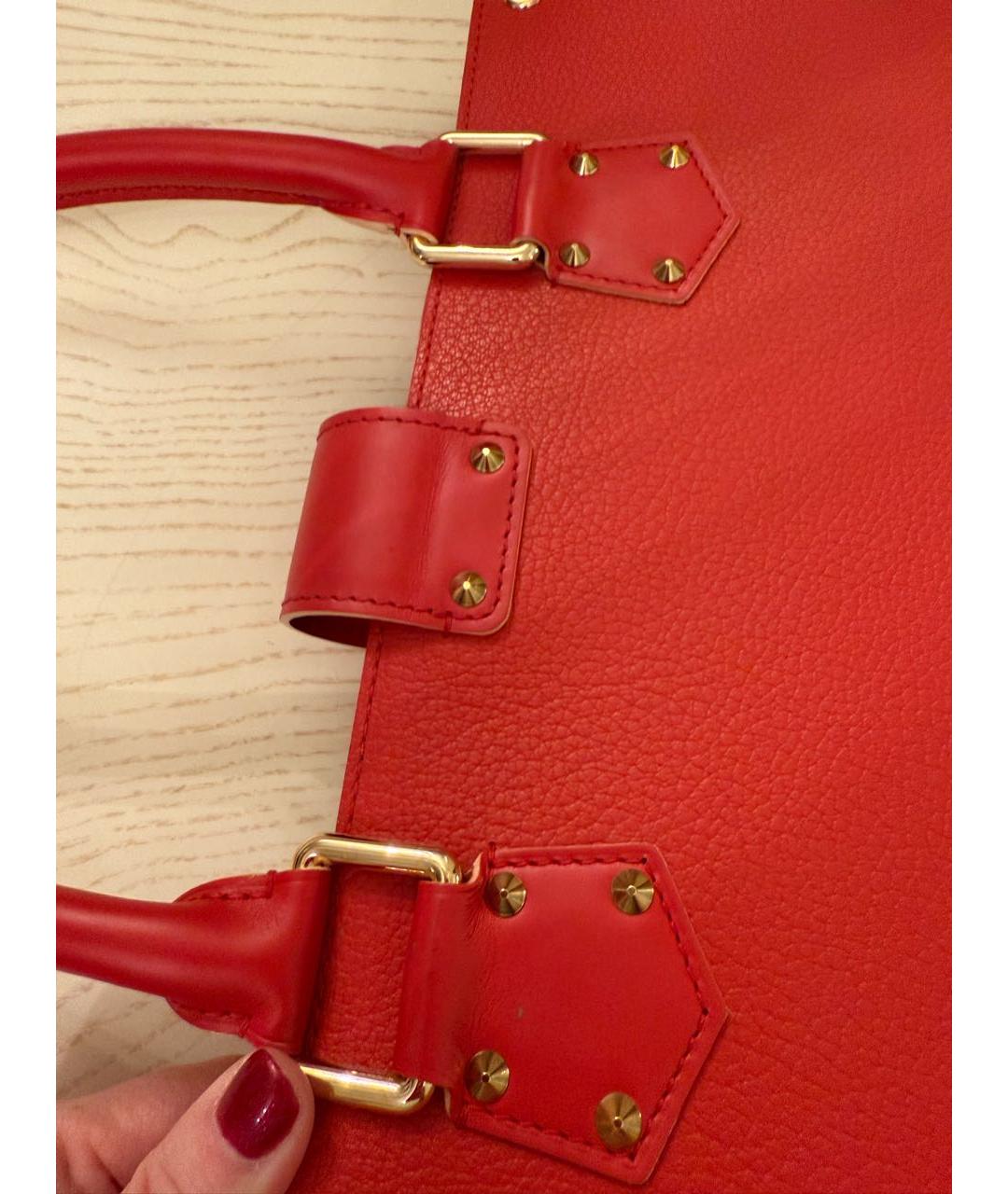 LOUIS VUITTON Красная кожаная сумка с короткими ручками, фото 6