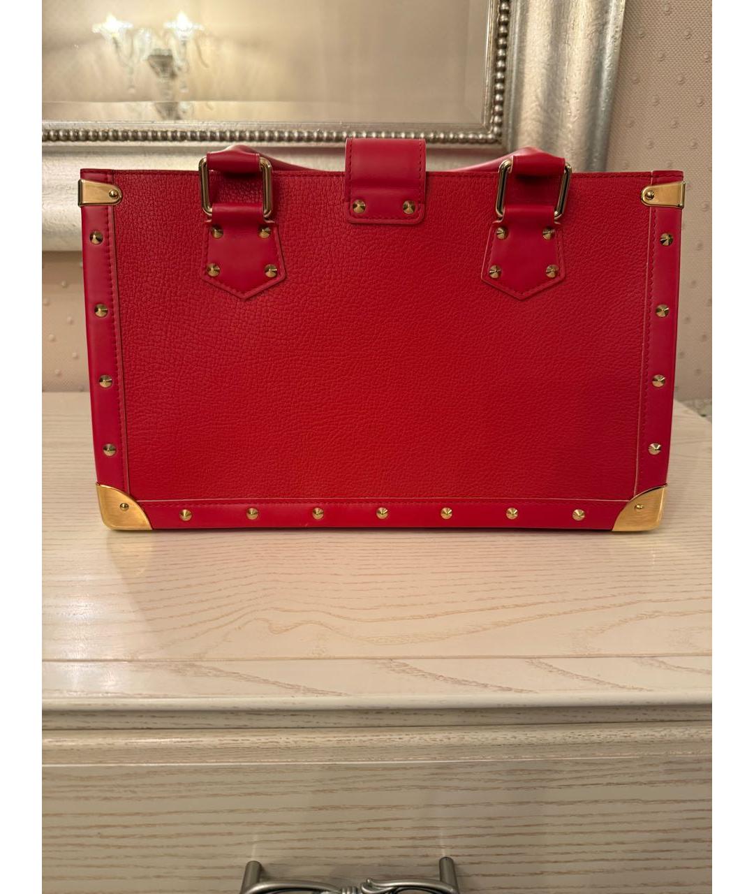 LOUIS VUITTON Красная кожаная сумка с короткими ручками, фото 5