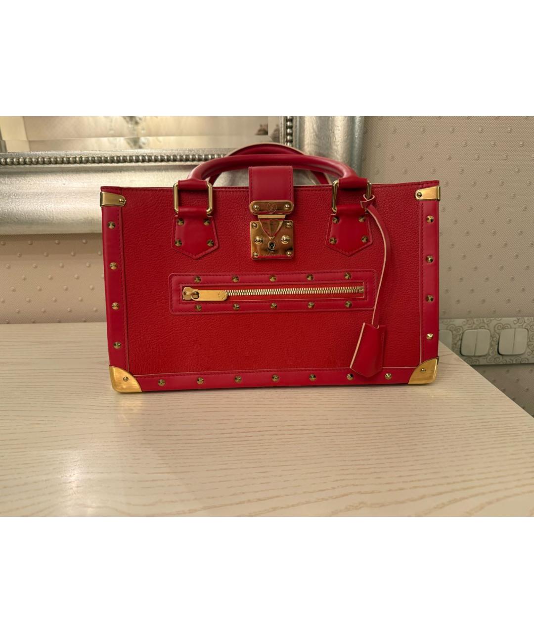LOUIS VUITTON Красная кожаная сумка с короткими ручками, фото 9