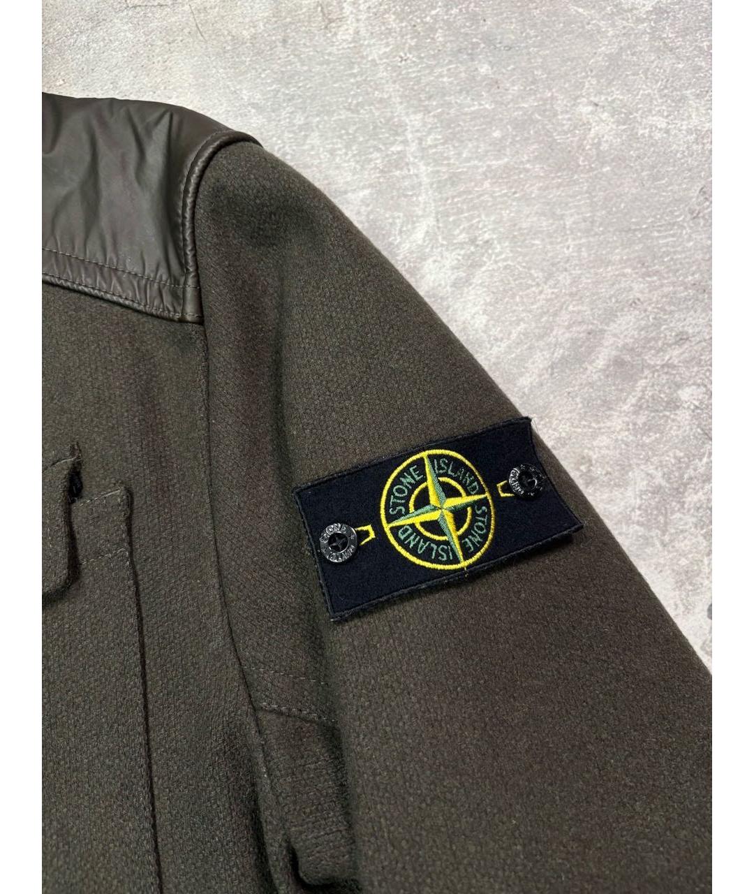 STONE ISLAND Хаки шерстяная куртка, фото 4