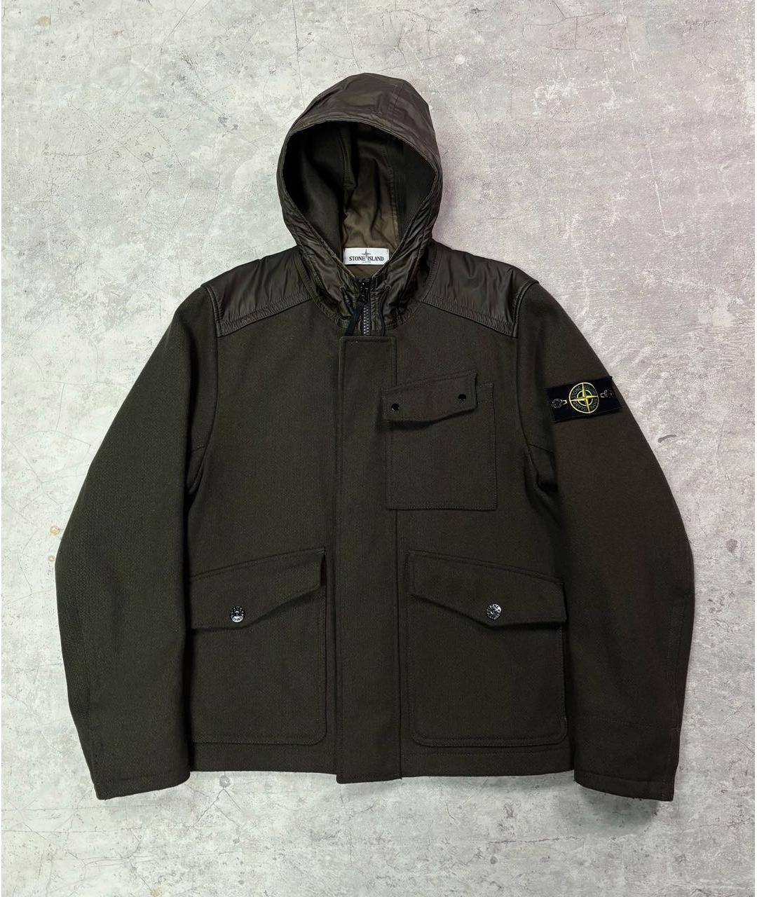 STONE ISLAND Хаки шерстяная куртка, фото 9