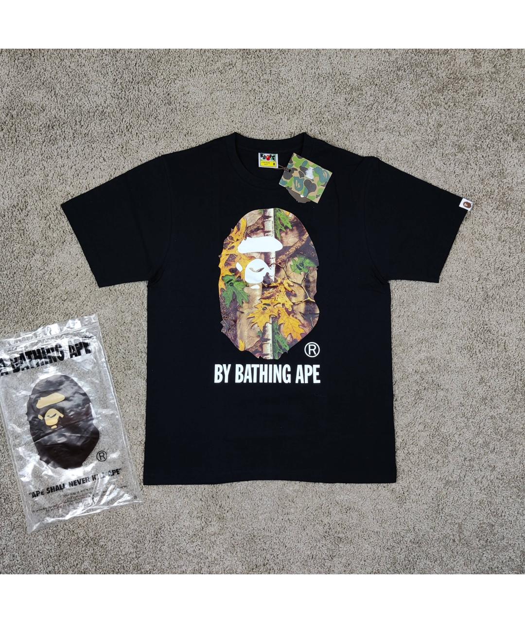 A BATHING APE Черная хлопковая футболка, фото 6