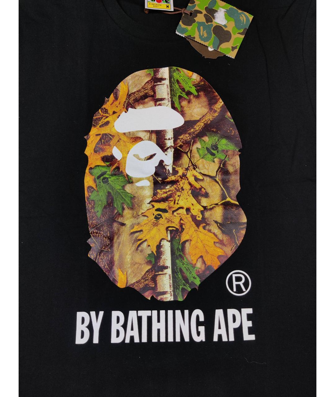 A BATHING APE Черная хлопковая футболка, фото 2