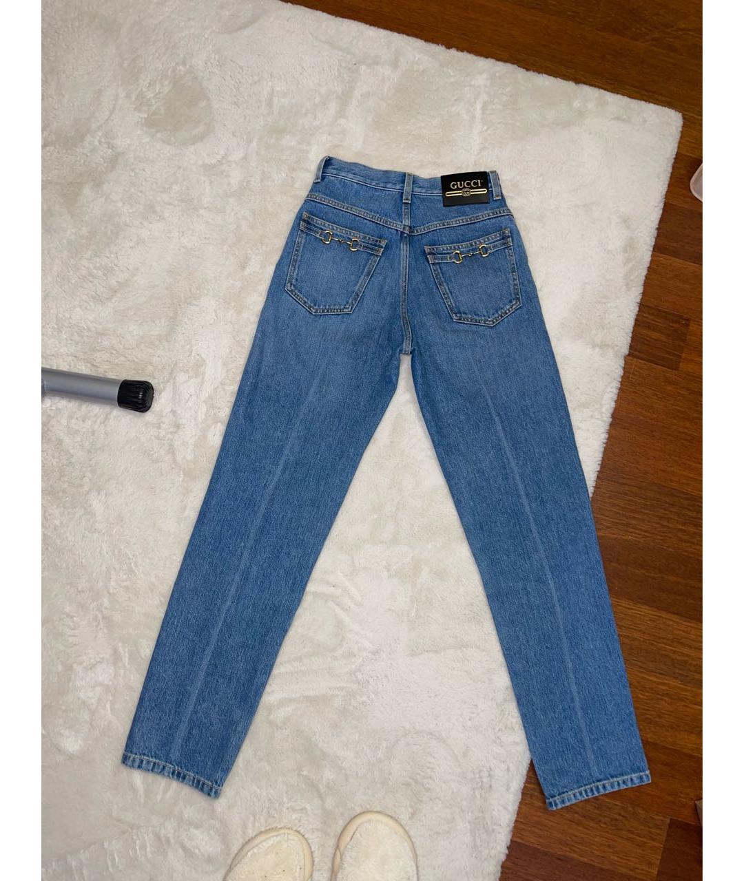 GUCCI Синие хлопковые прямые джинсы, фото 2