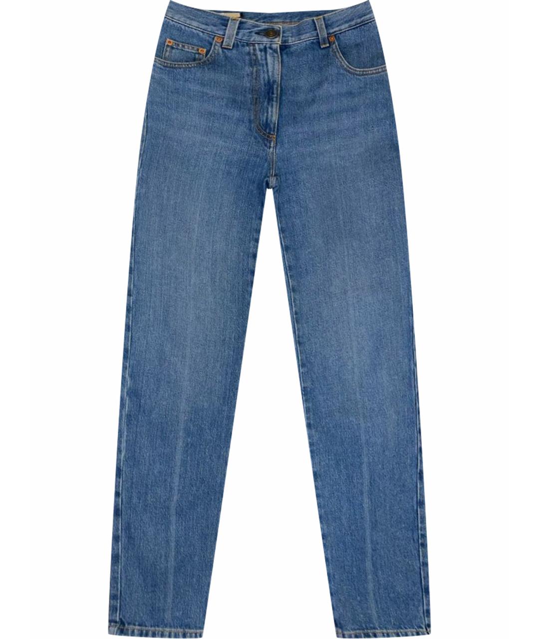 GUCCI Синие хлопковые прямые джинсы, фото 1