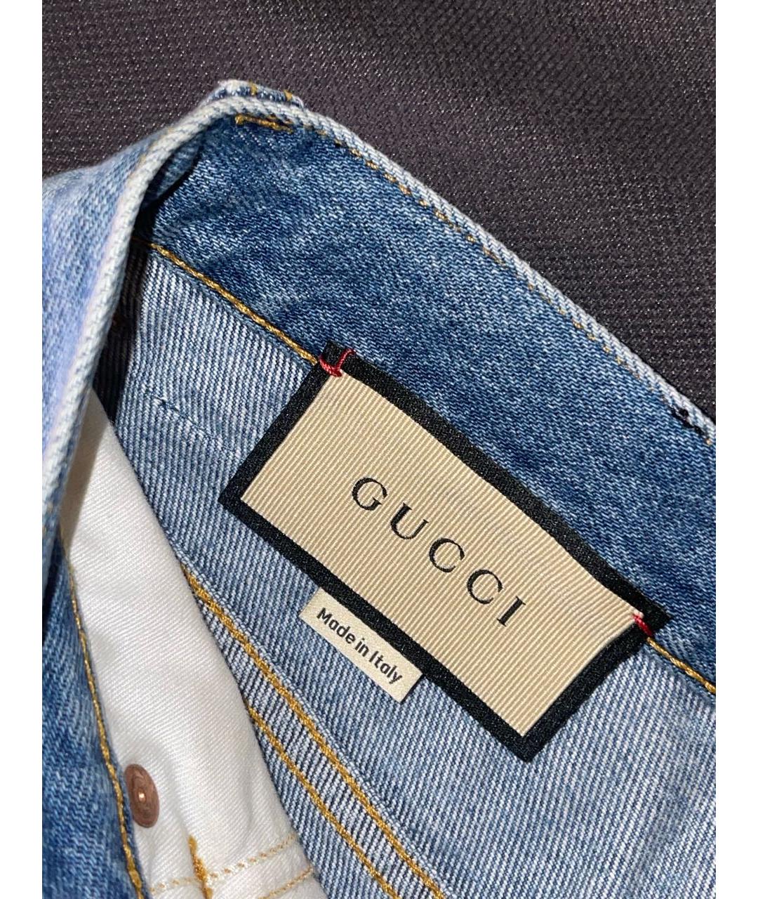 GUCCI Синие хлопковые прямые джинсы, фото 3