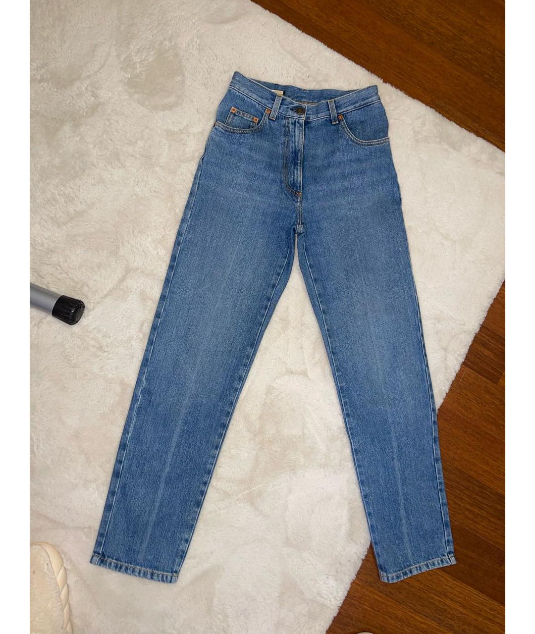 GUCCI Синие хлопковые прямые джинсы, фото 6