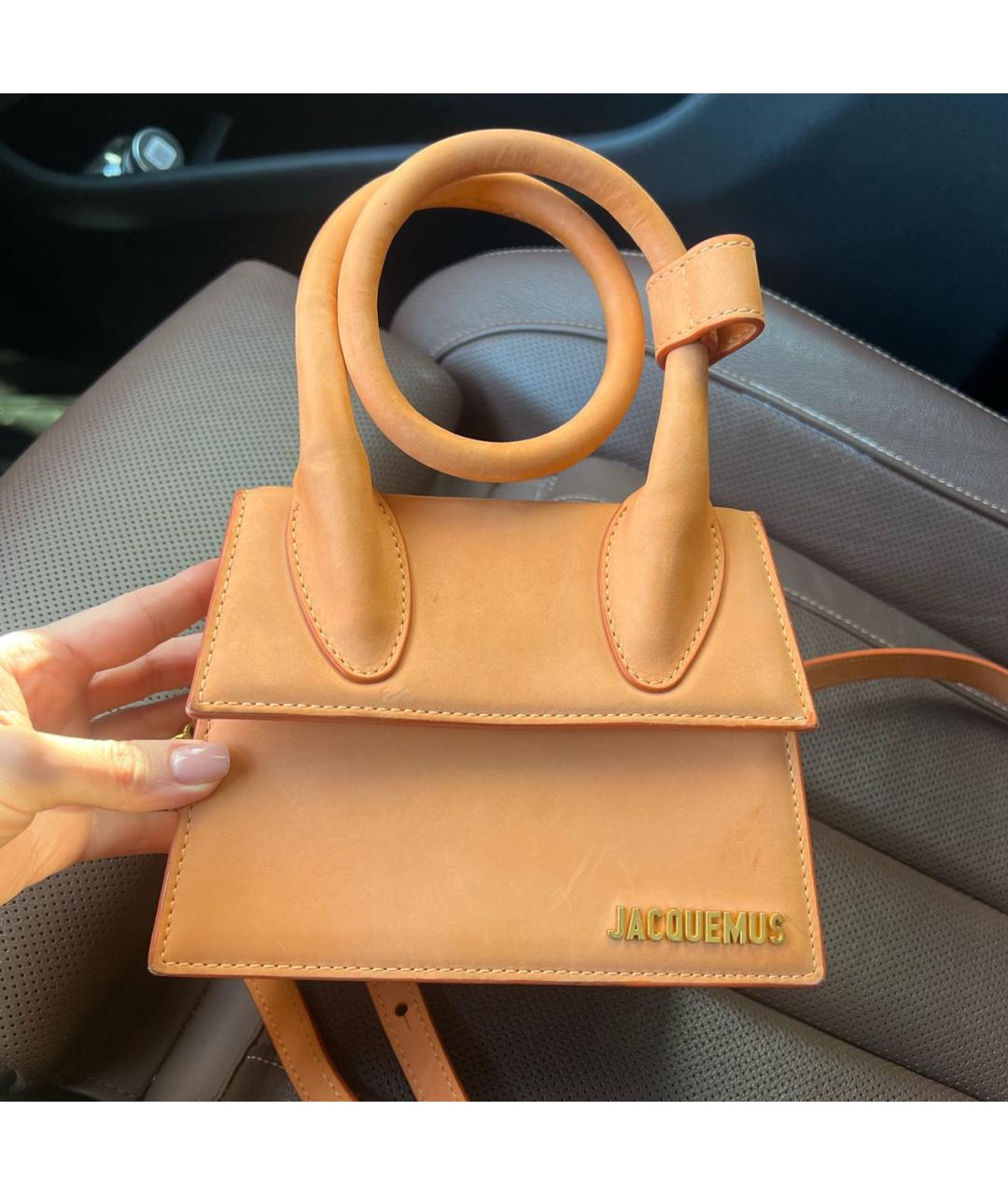 JACQUEMUS Оранжевая замшевая сумка через плечо, фото 2