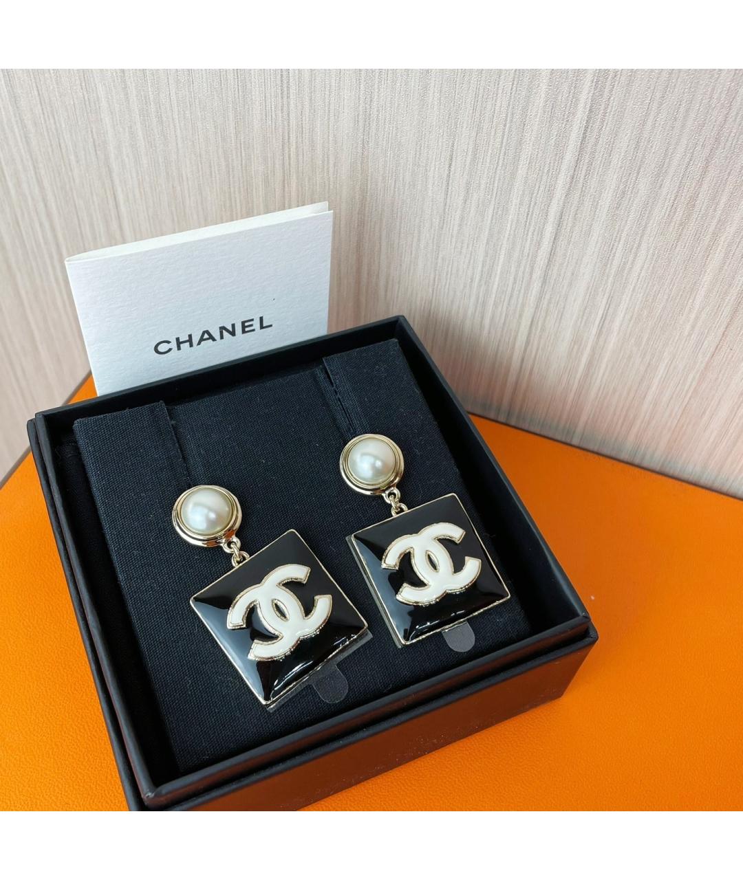 CHANEL Черные серьги, фото 5