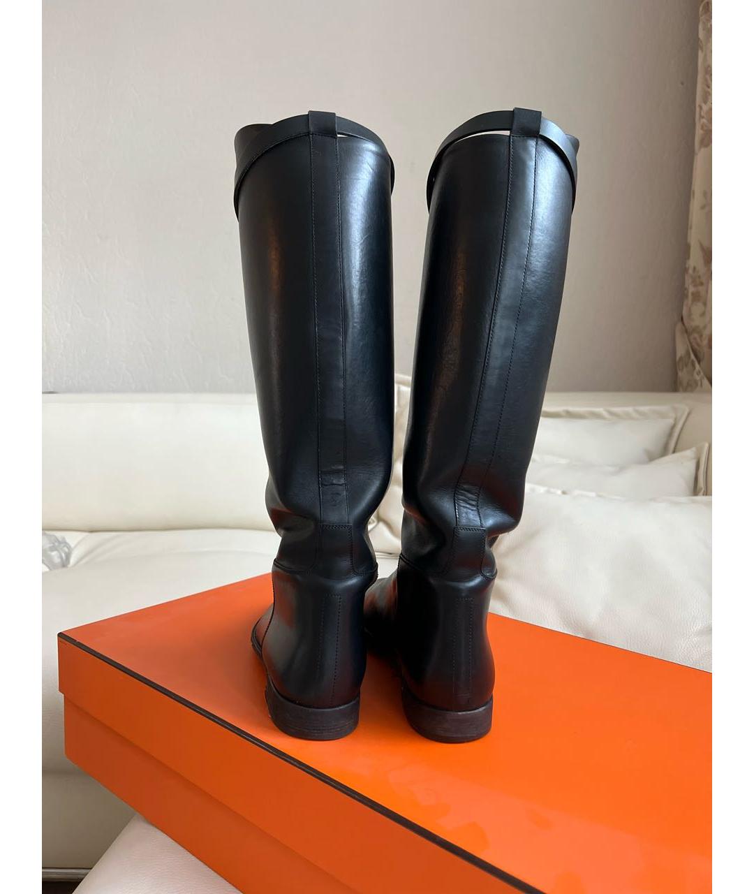 HERMES Черные кожаные сапоги, фото 4