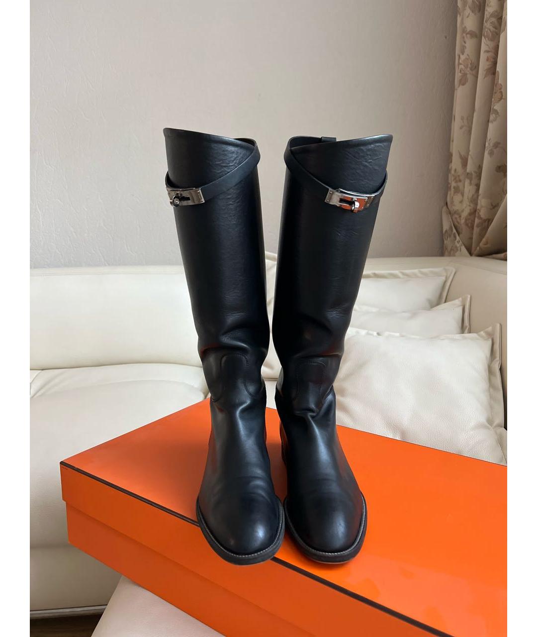 HERMES Черные кожаные сапоги, фото 2