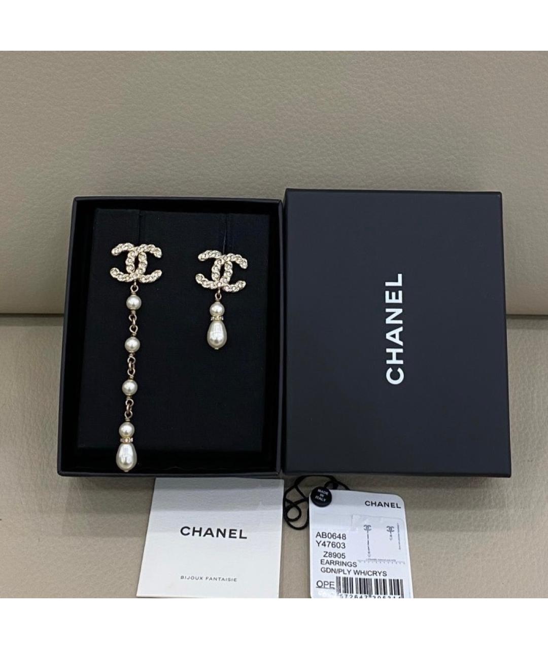 CHANEL Белые серьги, фото 5