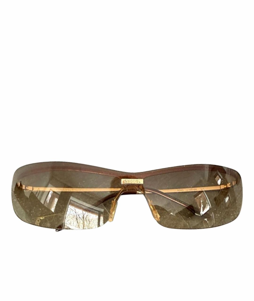 CHANEL Коричневые металлические солнцезащитные очки, фото 1