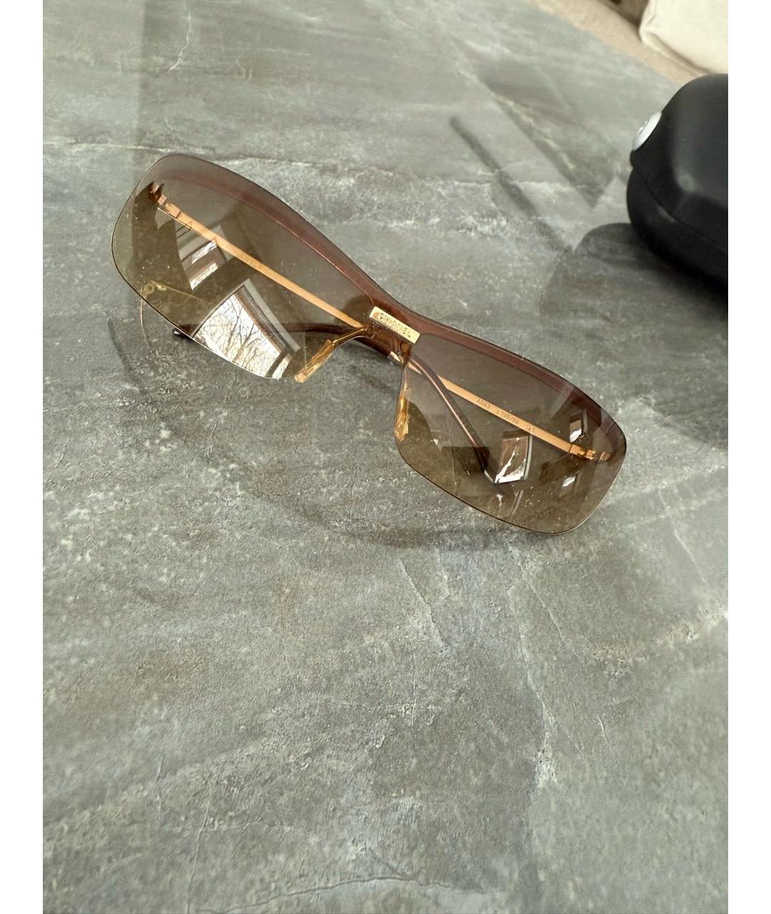 CHANEL Коричневые металлические солнцезащитные очки, фото 5