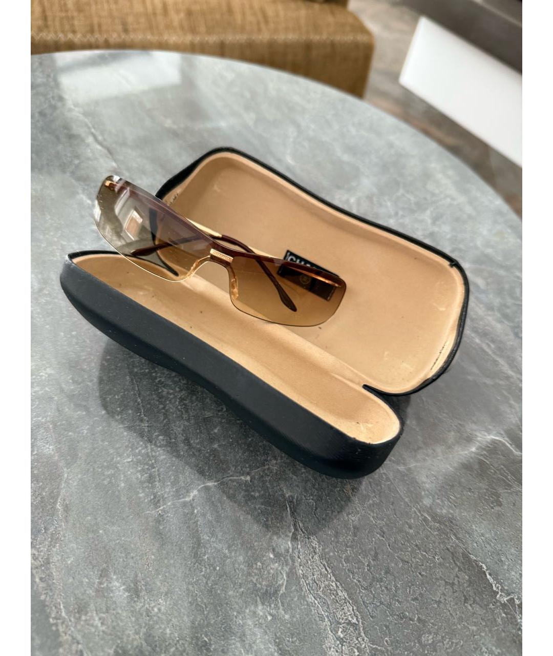 CHANEL Коричневые металлические солнцезащитные очки, фото 4