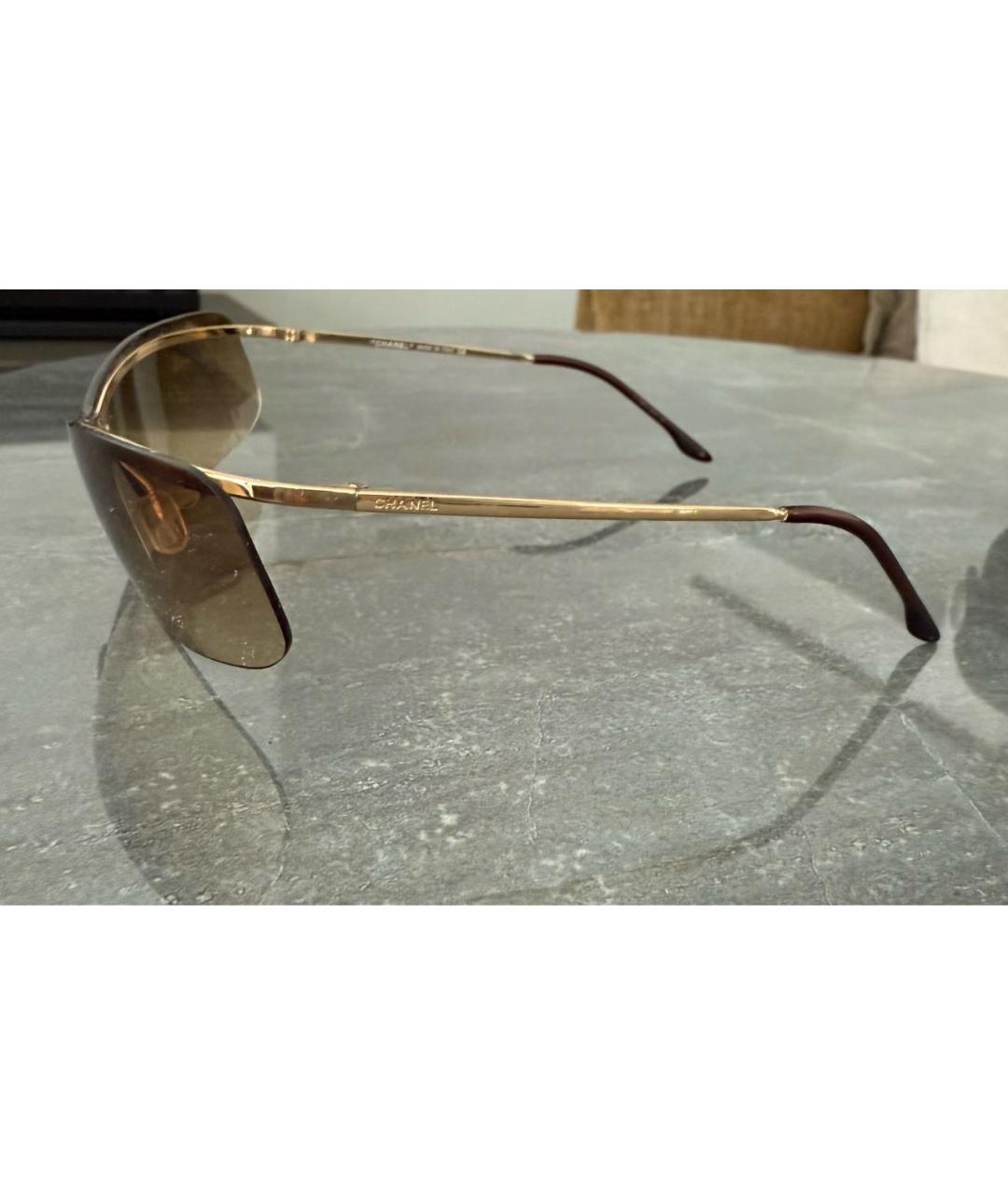 CHANEL Коричневые металлические солнцезащитные очки, фото 3