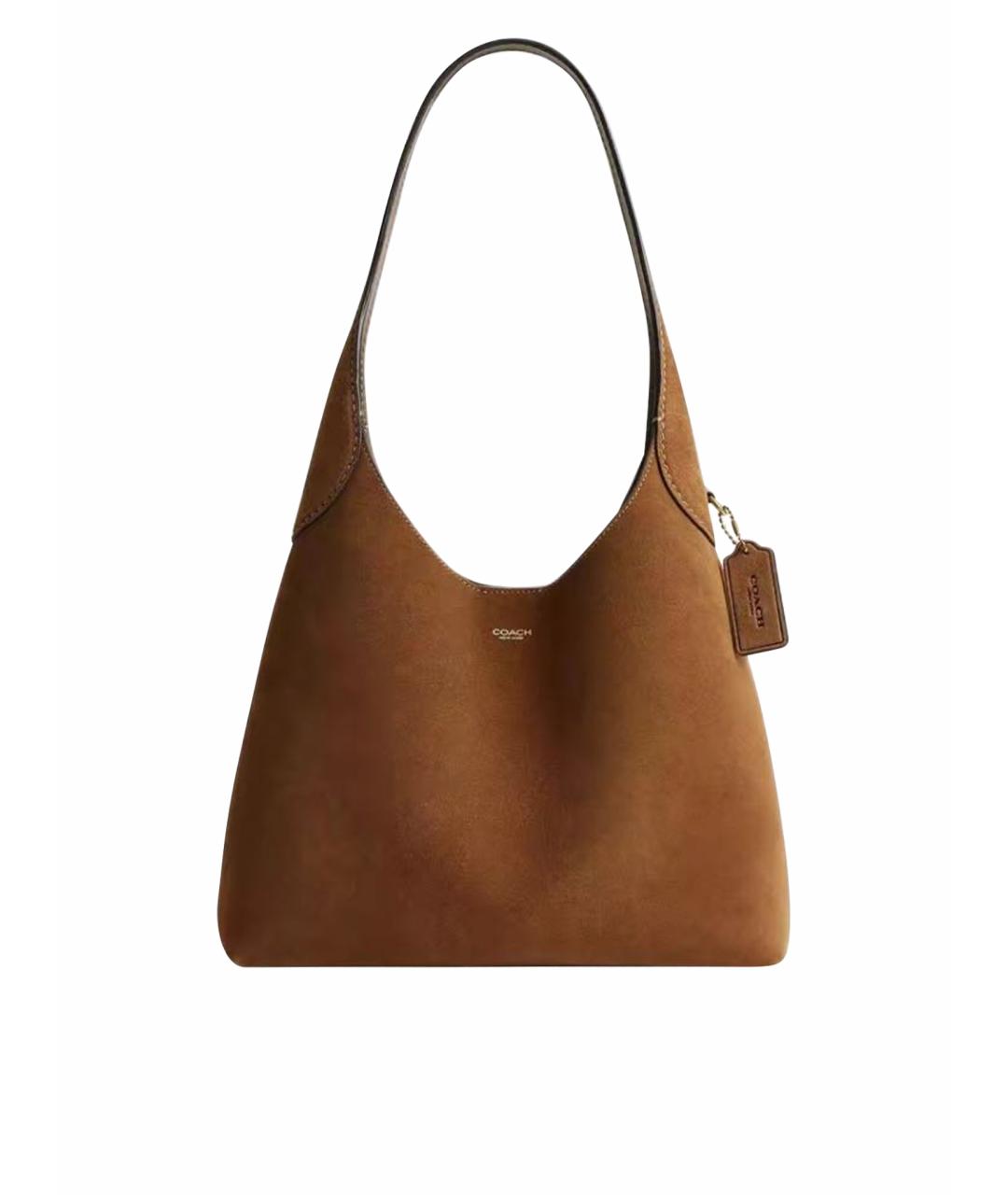 COACH Коричневая замшевая сумка тоут, фото 1