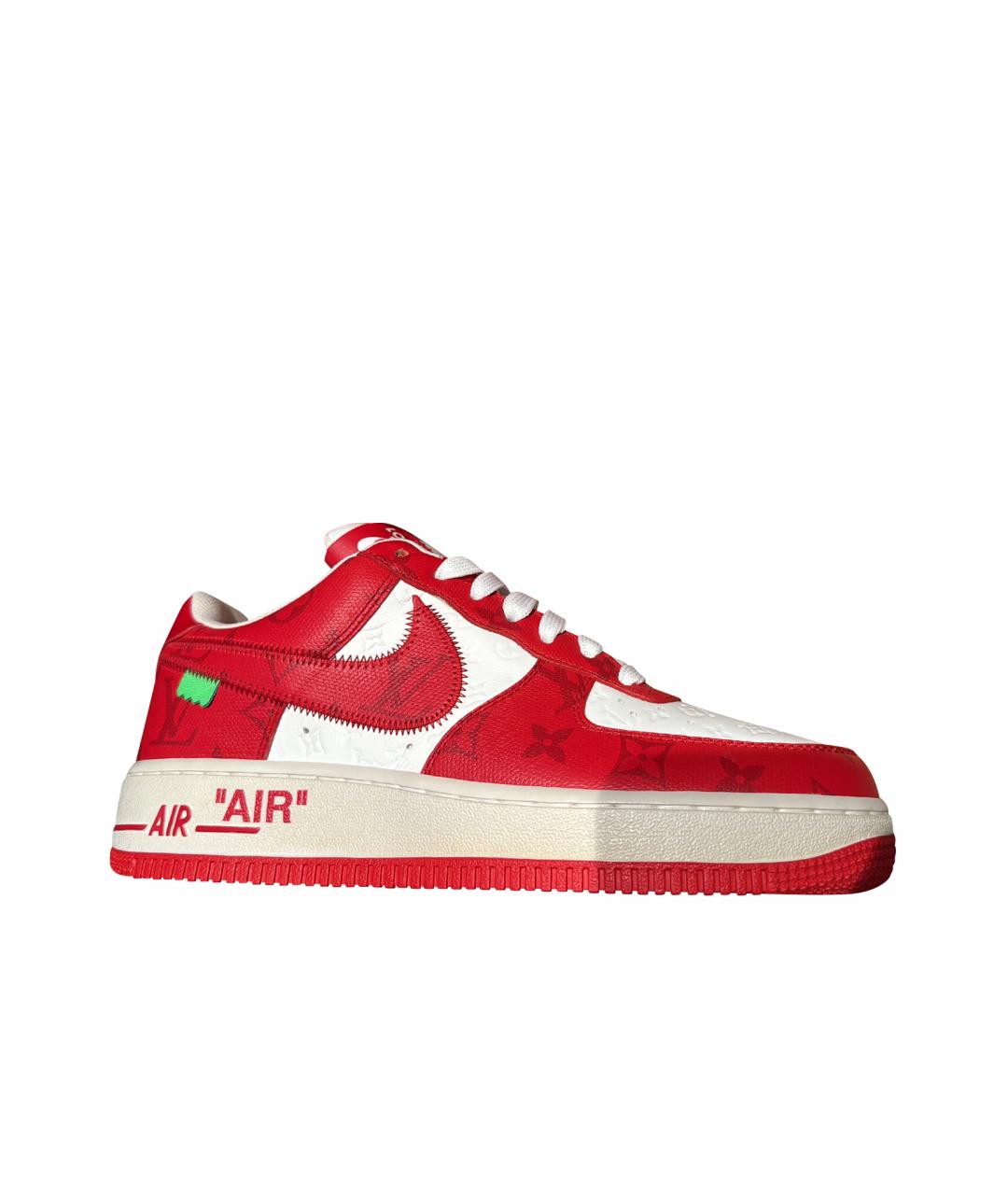 NIKE Красные кожаные низкие кроссовки / кеды, фото 1