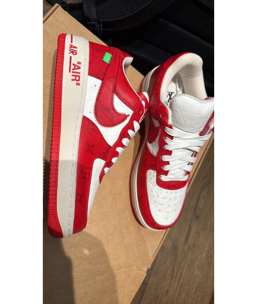 NIKE Красные кожаные низкие кроссовки / кеды, фото 2