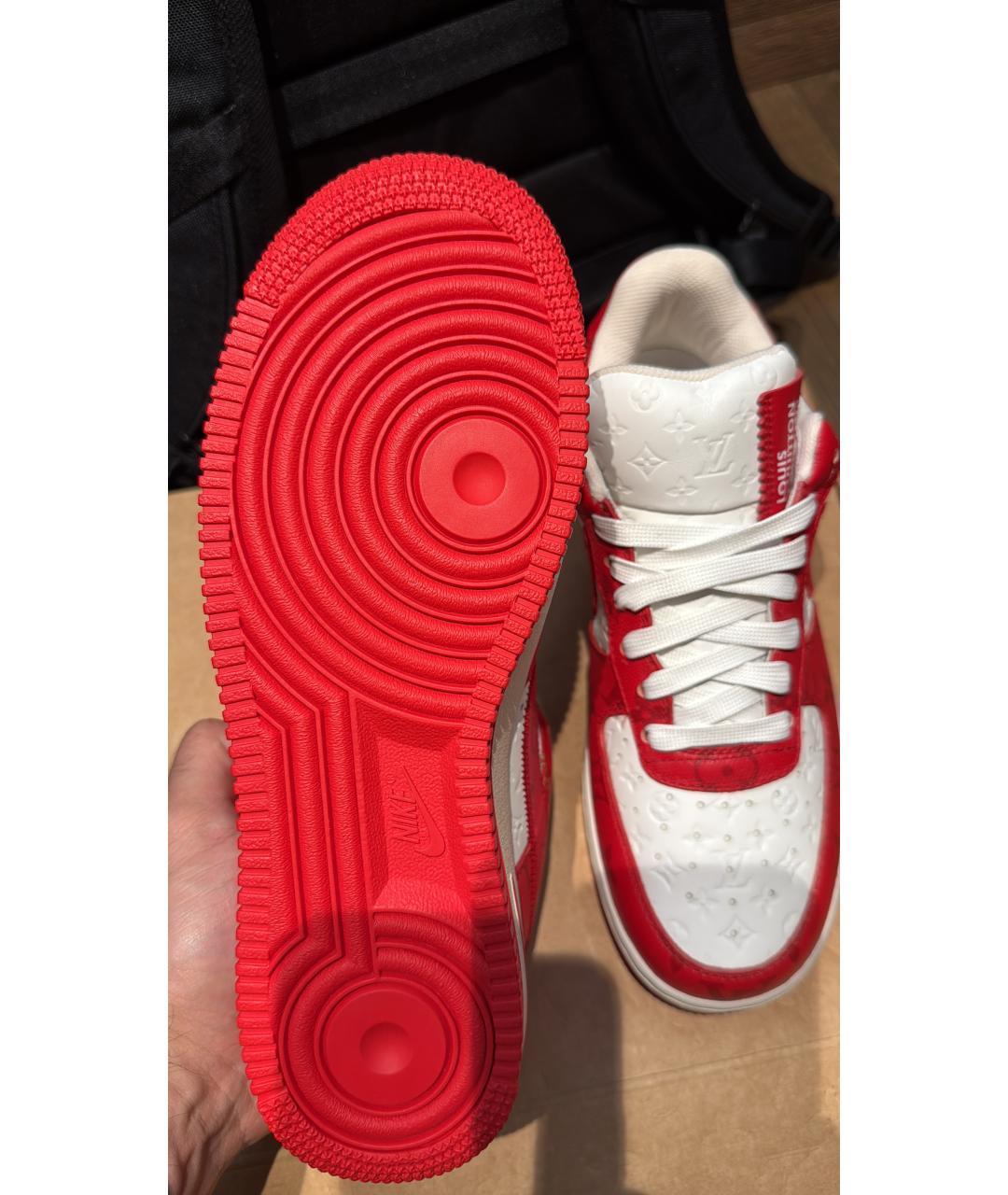 NIKE Красные кожаные низкие кроссовки / кеды, фото 3