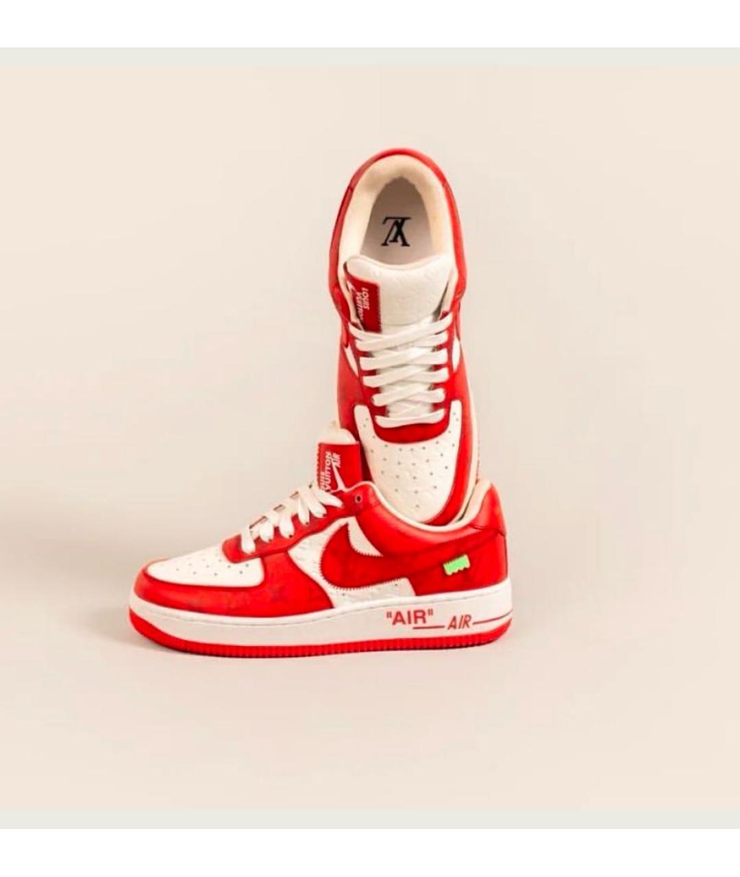 NIKE Красные кожаные низкие кроссовки / кеды, фото 4