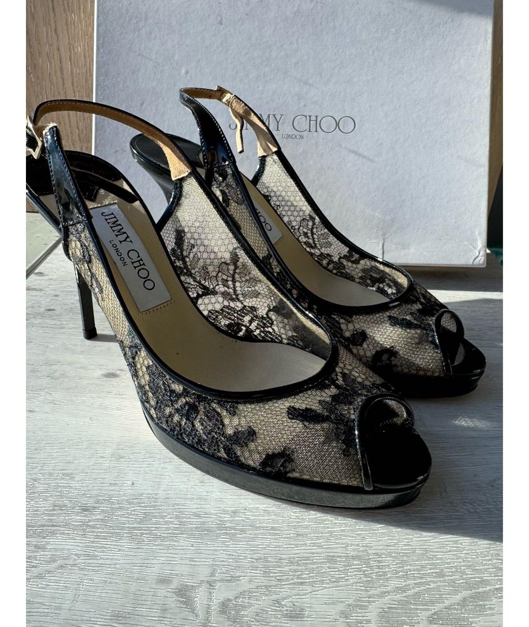 JIMMY CHOO Черные кожаные босоножки, фото 3