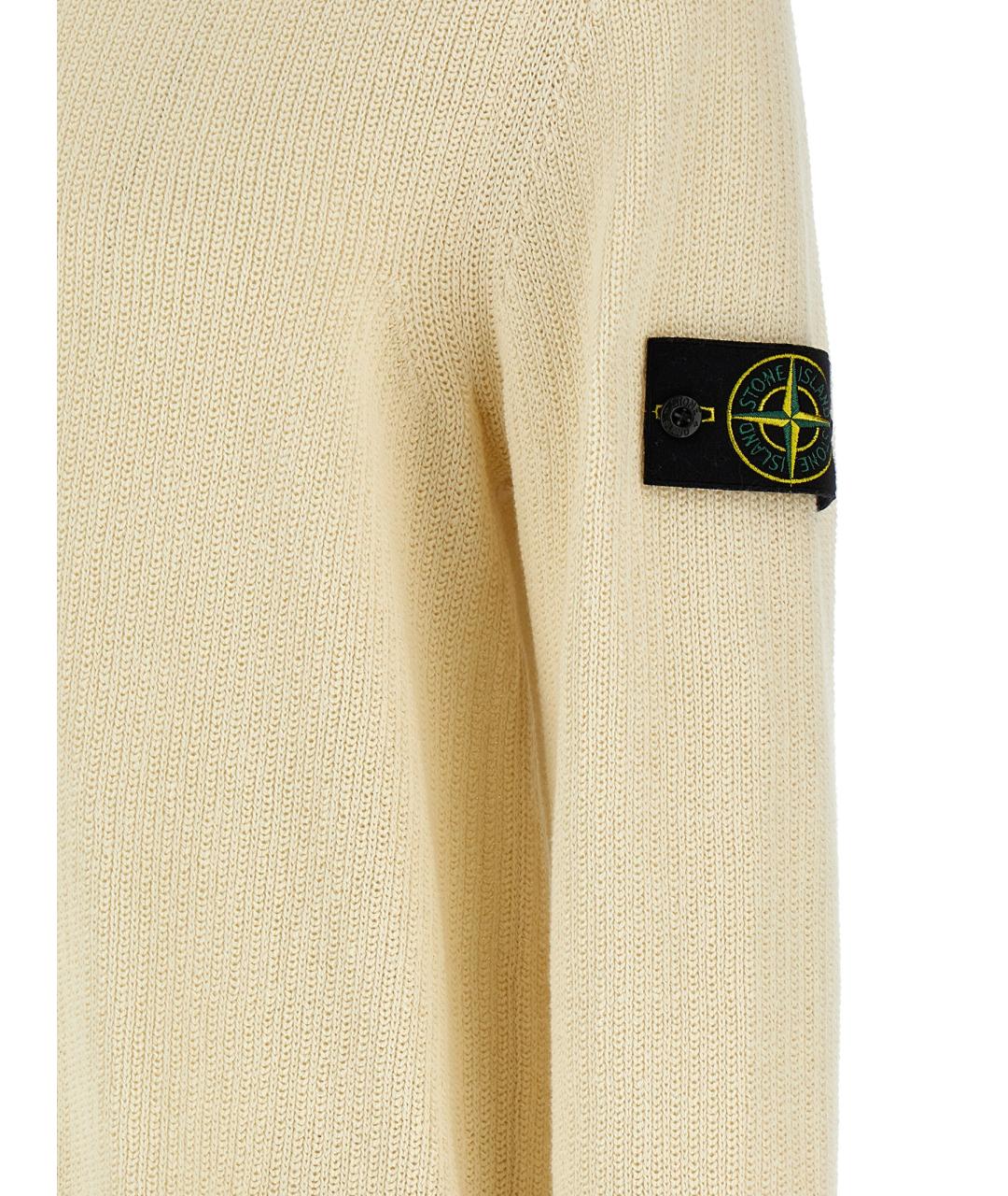 STONE ISLAND Белый хлопковый джемпер / свитер, фото 4