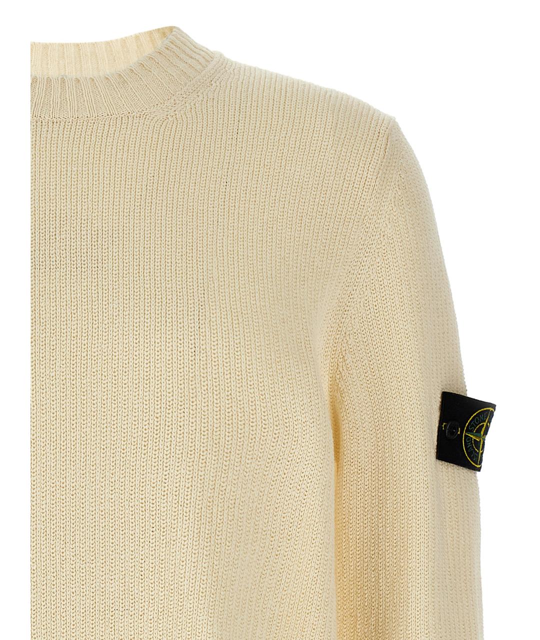 STONE ISLAND Белый хлопковый джемпер / свитер, фото 3