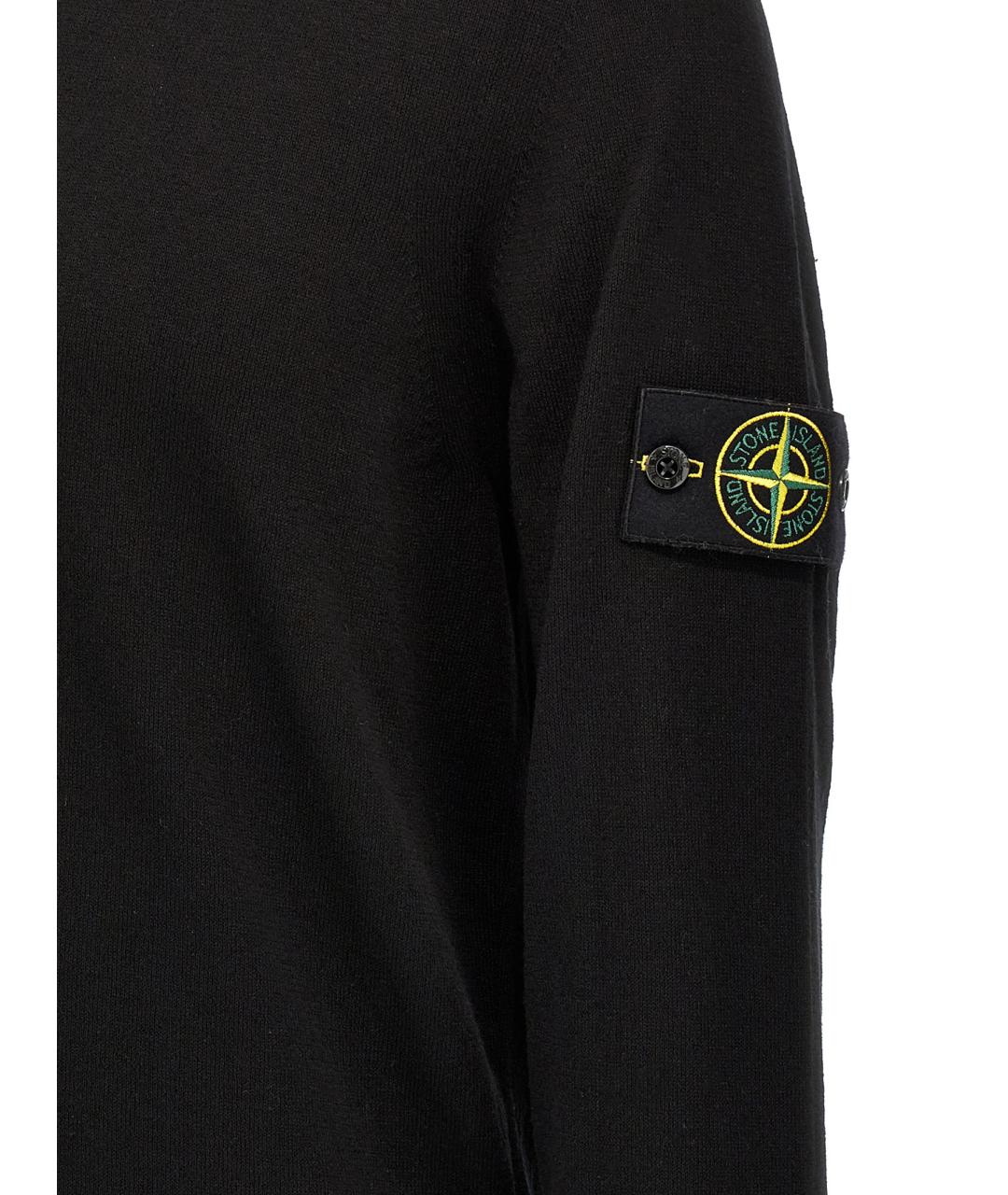 STONE ISLAND Черный хлопковый джемпер / свитер, фото 4