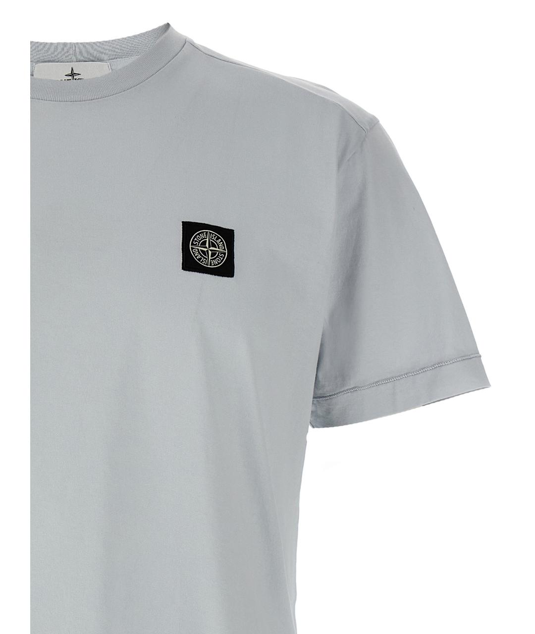 STONE ISLAND Голубая хлопковая футболка, фото 3