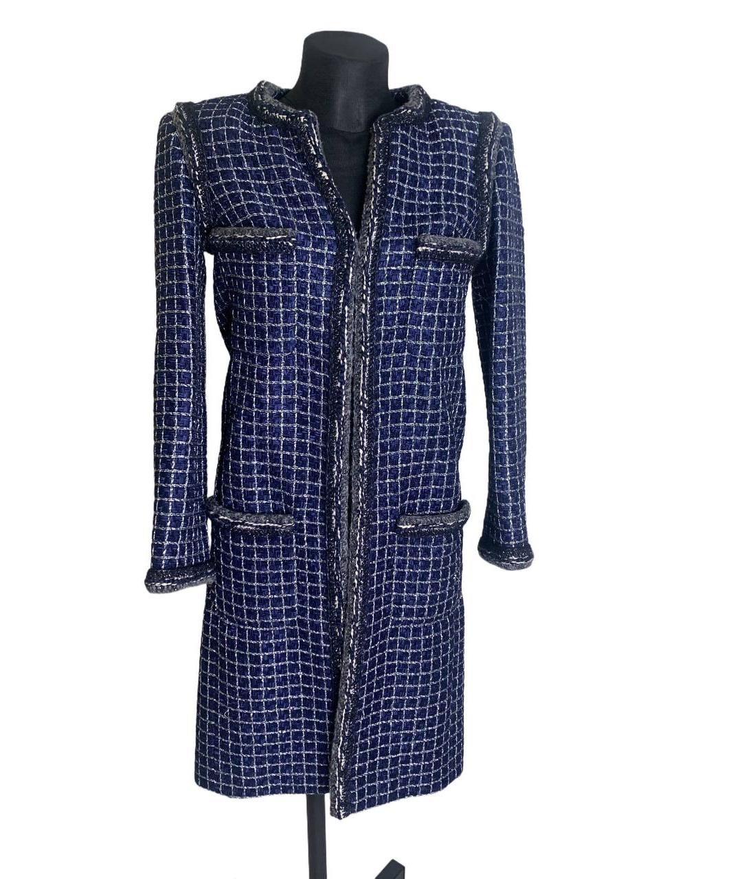 CHANEL Темно-синее твидовое пальто, фото 3