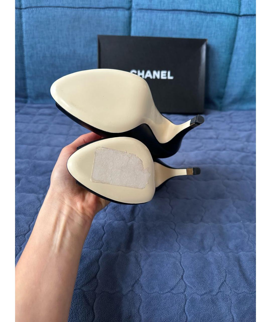 CHANEL Черные кожаные туфли, фото 6