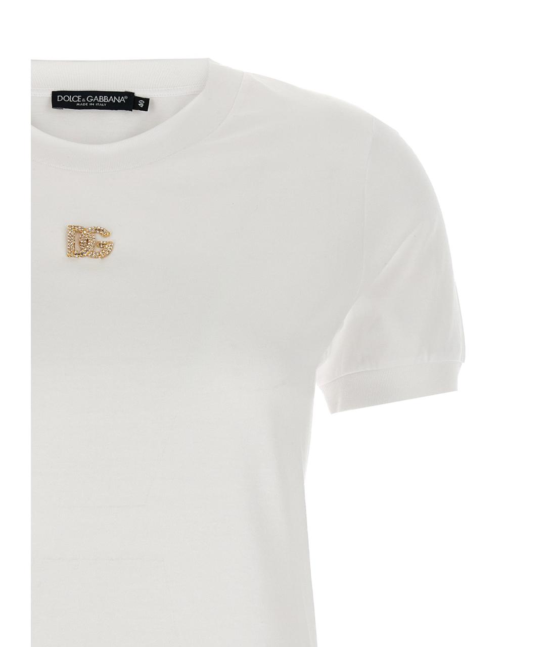 DOLCE&GABBANA Белая хлопковая футболка, фото 3