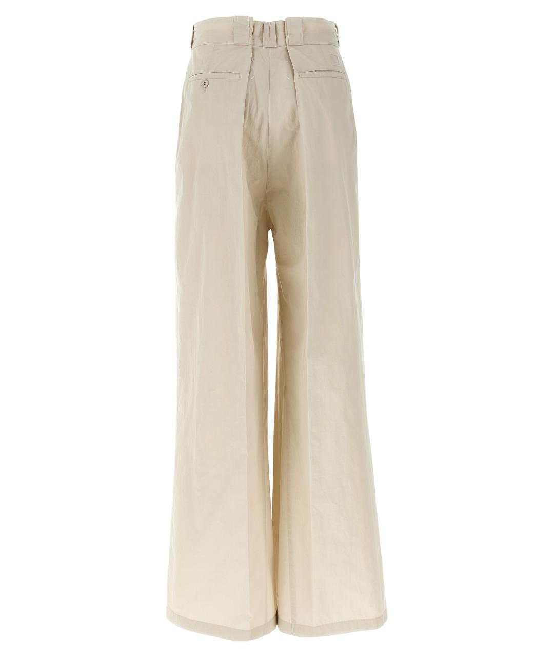 MAISON MARGIELA Бежевые хлопковые прямые брюки, фото 2