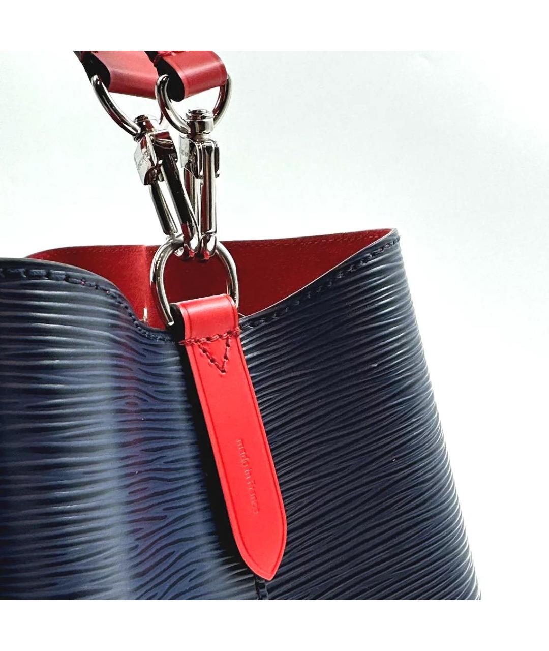LOUIS VUITTON Темно-синяя кожаная сумка тоут, фото 5