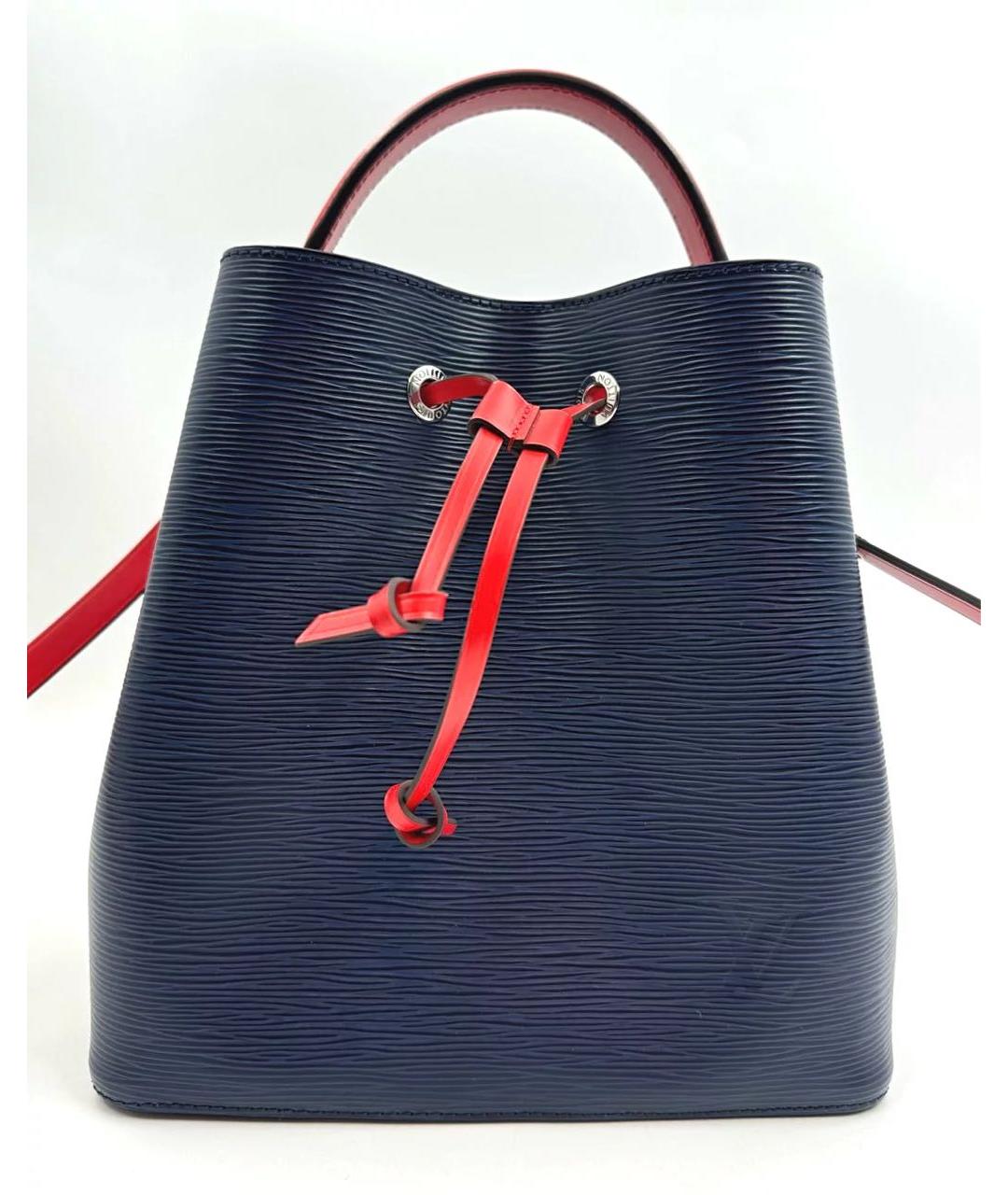 LOUIS VUITTON Темно-синяя кожаная сумка тоут, фото 3